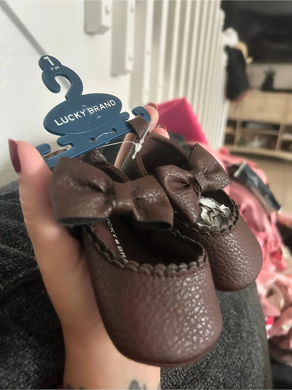 Lucky Brand Emma Baby Bow Moccasins Brown Baby 0-3M